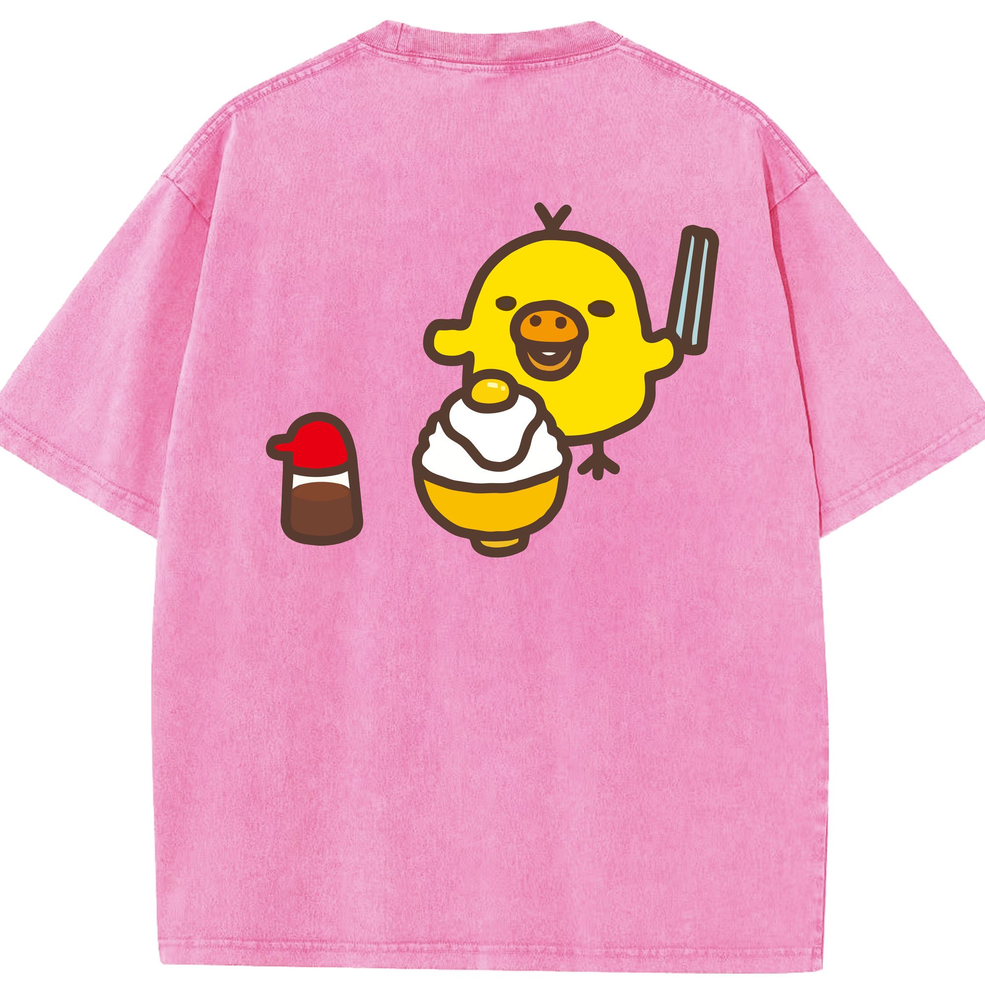 （画像用） リラックマ リラックマ キイロイトリ Rilakkuma Korilakkuma Kiiroitori 綿100% ヴィンテージ風 半袖Tシャツ（背面プリント）